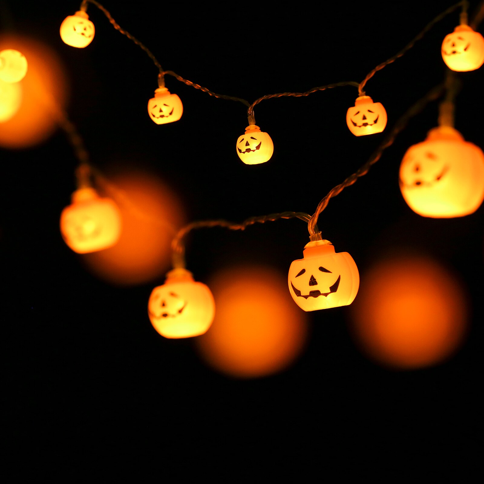Halloween Pumpkin Led Light String Festival Bar Home Party Decor Halloween Ornament String Lamp Atmosphere Curtain Light